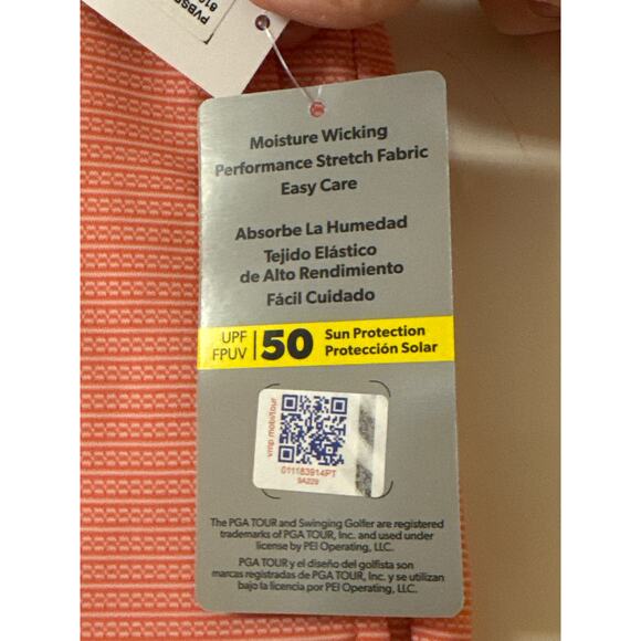 NWT PGA Tour Shorts Living Coral 32 Moisture Wicking Performance Stretch Fabric - Picture 4 of 7